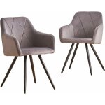 Lot de 2 chaises de salle à manger grises, chaise de salle de séjours scandinaves en velours avec dossier, ... Lot de 2 chaises de salle à manger grises, chaise de salle de séjours scandinaves en velours avec dossier, ...