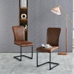 Lot de 2 chaises de salle � manger en simili - cuir, moderne avec dossier haut et si�ge en rembourr� ...