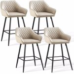 Jymtom lot de 4 tabourets de bar, si�ge de chaise, tissu patte de chat beige, pieds en m�tal, tabouret. ...