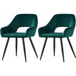 Jymtom 2pcs vert chaises de salle  manger velours rembourr pied en mtal noir cuisine salon