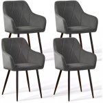 Jymtom - lot de 4 chaises de salle � manger grises, chaise de salle de s�jours scandinaves en velours ...