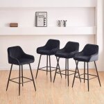 Jymtom - ensemble de 4 chaises hautes de bar tabourets de cuisine salle � manger avec dossier, accoudoirs ...