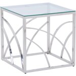 Jymtom - table d'appoint moderne cube verre tremp 8mm - acier inoxydable dor - design pur & multifonction ...