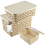 Bo�te avec couvercle conteneur panier organisateur set 4, 5l + 12l + 18l - kadax