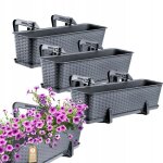 Jardinière suspendue extérieure 60 cm, balconnière en plastique aspect rotin avec supports de fixation ... Jardinière suspendue extérieure 60 cm, balconnière en plastique aspect rotin avec supports de fixation ...