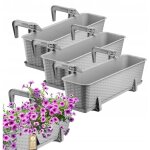 Jardinière suspendue extérieure 60 cm, balconnière en plastique aspect rotin avec supports de fixation ... Jardinière suspendue extérieure 60 cm, balconnière en plastique aspect rotin avec supports de fixation ...
