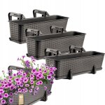 Jardinire suspendue extrieure 60 cm, balconnire en plastique aspect rotin avec supports de fixation ...