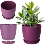 Kadax - pot de fleurs en plastique avec soucoupe et finition mate lgante, cache - pot pour une dcoration ...