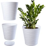 Pot de fleurs en plastique avec soucoupe incorpore, pot de plantes avec conception raffine pour la ...
