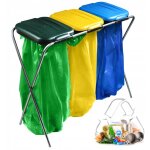 Kadax - support triple pour sac poubelle - avec couvercle en plastique - pour sac poubelle de 120 l - ...