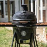 Barbecue kamado c�ramique 46x69cm pour 6 � 8 personnes ? grille inox 38cm ? pierre � pizza incluse ? ...