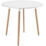 Kami table ronde 80cm - blanc / pieds naturels