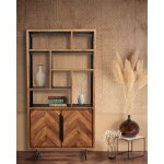 Uniqka - kappa - petite bibliothque industrielle en teck maffis recycl avec motif chevron 100 cm
