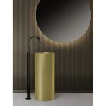 Karag - lavabo totem venus 37, 5x37, 5x85 cm en acier inoxydable dor� drainage par le cot�