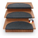 Karat - x 15 tapis d'escalier london, anthracite, 23, 5 x 65 cm, demi - circulaire
