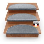 Karat - x 15 tapis d'escalier london, gris clair, 23, 5 x 65 cm, demi - circulaire