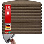 Karat - x 15 tapis d'escalier london, brun clair, 23, 5 x 65 cm, demi - circulaire