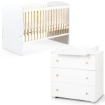 Monmobilierdesign - karolina ii ensemble lit bébé 120x60 et commode à langer 3 tiroirs blanc / pin Monmobilierdesign - karolina ii ensemble lit bébé 120x60 et commode à langer 3 tiroirs blanc / pin