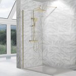 Kassandra - paroi de douche fixe fresh avec profil or brossé 90 cm Kassandra - paroi de douche fixe fresh avec profil or brossé 90 cm