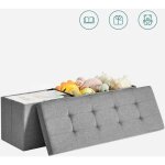 Keepbuying - banc tabouret bo�te de rangement polyester commode pliable - 110 x 38 x 38cm - gris clair ...