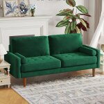 Keepbuying - canap droit salon 3 places avec accoudoirs en velours moderne, canap  bras rouls loveseat, ...