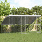 Kennel pour chiens 2 pcs argent� 4 x 2 x 2 m acier galvanis�