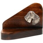 Kerry blue terrier, irish blue terrier - bougeoir en bois, photophore, m�morial pour chien par art - ...