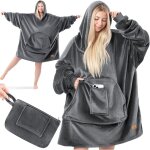 Couverture à capuche couverture douillette avec manches pull - over polyvalent couverture portable à ... Couverture à capuche couverture douillette avec manches pull - over polyvalent couverture portable à ...