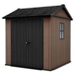 Keter abri de jardin newton 757 / 775, effet bois naturel, portes et fen�tres orientables, marron, 4 ...