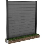 Clture jardin - kit avec poteau 240cm  sceller au sol - gris aspect bois keter