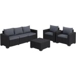Salon de jardin 5 places california : canapé 3 places + 2 fauteuils + table basse - anthracite keter Salon de jardin 5 places california : canapé 3 places + 2 fauteuils + table basse - anthracite keter