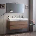 Kiamami valentina - meuble 120cm tiroirs chne naturel, double lavabo et miroir 120x60 vittoria