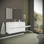 Kiamami valentina - meuble de salle de bains suspendu 90cm 2 tiroirs blanc brillant benaco