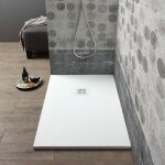 Kiamami valentina - receveur de douche 120x70 en rsine blanche effet pierre muse