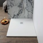 Kiamami valentina - receveur de douche 80x80 en rsine blanche effet pierre muse