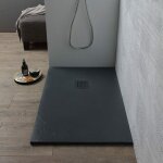 Kiamami valentina - receveur de douche en rsine anthracite effet pierre 70x90 muse