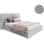 Kids literie - lit coffre bedretto 160 x 200 cm - tissu bouclette - avec sommier � lattes relevable gris ...