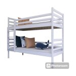 Kids literie - lit superpose separable nelio - bois massif - 90x200 cm blanc livr� avec sommiers