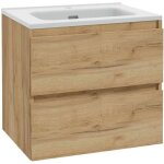 Kielle nefia - meuble avec lavabo, 60x55x46 cm, 2 tiroirs, ch�ne dor� 50027s621