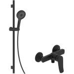 Kielle - nefia - set de douche avec mitigeur, colonne, flexible et pommeau de douche, noir mat 20627sn74 ...