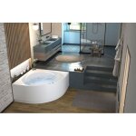 Kinedo - baignoire balneo angle - otea - blanc - 140 x 140 cm - fabrication fran�aise - t�te � droite ...