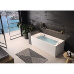 Kinedo - baignoire balneo rectangulaire - zumba - blanc - 170 x 70 cm - fabrication fran�aise - t�te ...