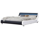 King of dreams - sommier 120x190 lit ava avec t�te de lit �clairage led couleur blanc et noir 5 cm pieds ...