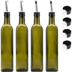 Kingrol lot de 4 flacons de 500 ml. bouteilles en verre pour huile d'olive et vinaigre avec bec verseur ...