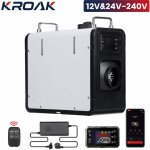 Chauffage diesel portable intgr, 5 kw, compatible 12 / 24v - 240v, chauffage rapide, contrle par bluetooth, ...