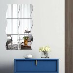 Lot de 6 miroirs muraux onduls 3d - dcoration murale en acrylique - pour la maison, le salon, la chambre ...