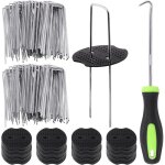 Kit de 101 agrafes pour piquets de jardin, 50 agrafes de paysage en forme de u de 15 cm, couverture de ...