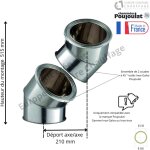 Poujoulat - kit 2 coudes à 45 degrés inox - galva diamètre 230 Poujoulat - kit 2 coudes à 45 degrés inox - galva diamètre 230