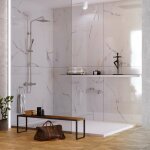 Kobertin - compact - lot de 2 panneaux d'habillage pour douche et baignoire, l120l1200. 4 cm, effet marbre ...