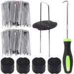 Kit de 201 agrafes pour piquets de jardin, 100 agrafes de paysage en forme de u de 15. 2 cm, couverture ...
